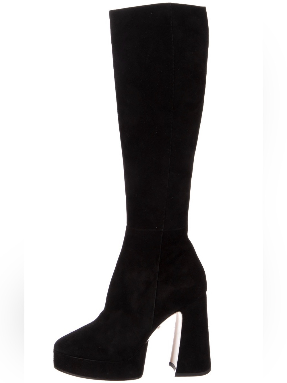 Gucci Black Knee High Suede Boots Block Heel - The Madame Boot 36